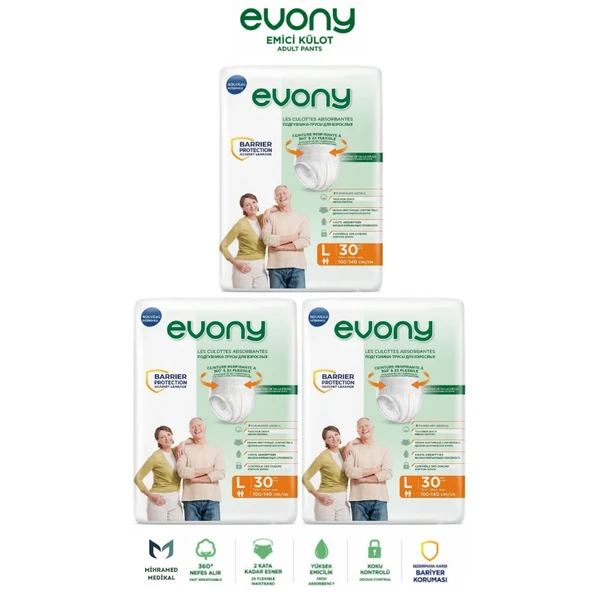 EVONY Emici Külot Large 30'lu 3 Paket 90 Adet ürün görseli 1
