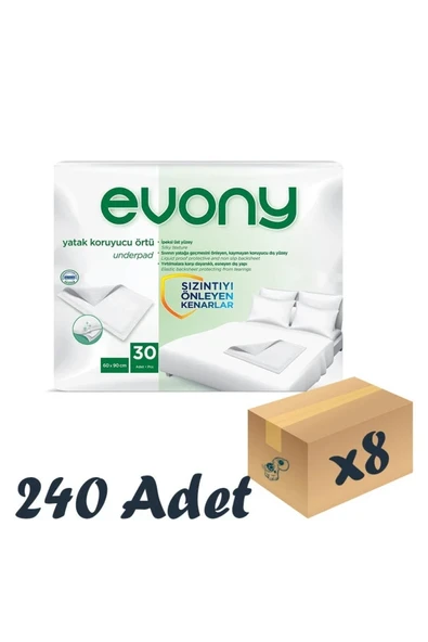 EVONY Yatak Koruyucu Örtü 60X90 Cm 30 lu 8 Paket 240 Adet ürün görseli 1