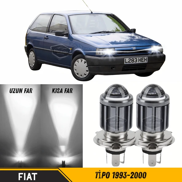 Fiat Tipo 1993-2000 Uyumlu Mercekli Far Ampulü Led Xenon Beyaz Renk Far Şimşek Etkili CSP Led Lamba Uzun Kısa 2 Adet Takım ürün görseli 1