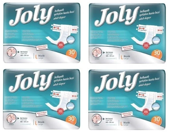 JOLY BELBANTLI BÜYÜK BOY L 30 'LU 4 ADET HASTA BEZİ ürün görseli 1