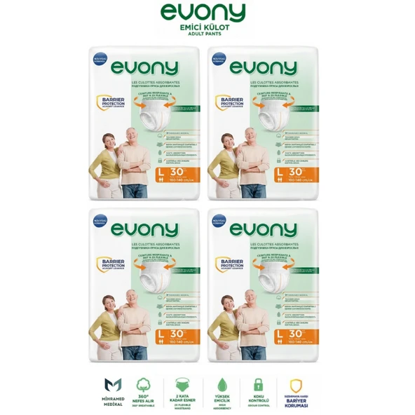 EVONY Emici Hasta Külodu Large 30'lu 4 Paket 120 Adet ürün görseli 1