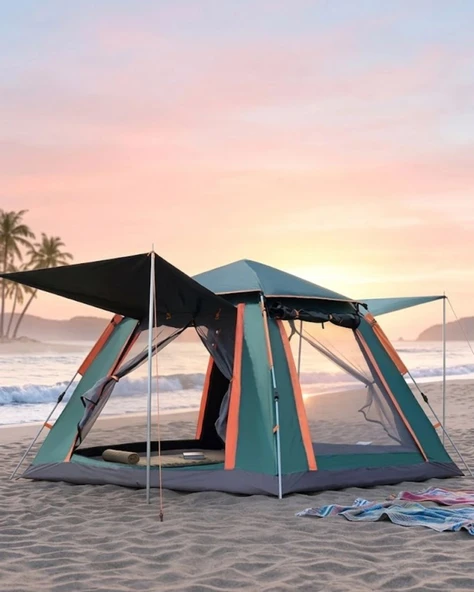 Büyük Boy Kamp Çadırı Güneşlikli 4 5 Kişilik Taşınabilir Outdoor Çadır ürün görseli 1