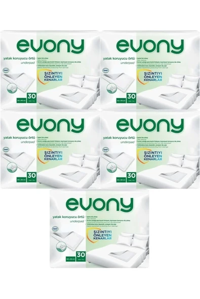 EVONYY Hasta Yatak Koruyucu 60X90cm 150 Adet (5pkX30) (kaymaz Özellikli) ürün görseli 1