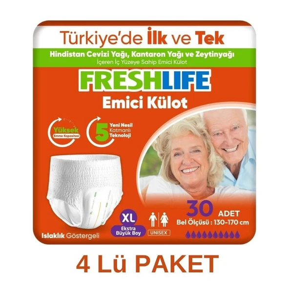 FRESHLİFE Xlarge Emici külot 30’lu 4 Paket (120 Adet) ürün görseli 1