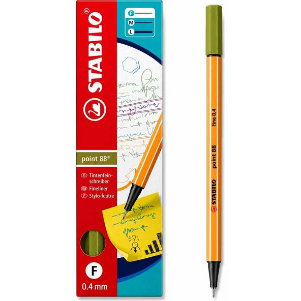 Keçe Uçlu Ince Kalem 88 Point 0.4 mm Bataklık Yeşili 88/37 10 Lu Paket ürün görseli 1