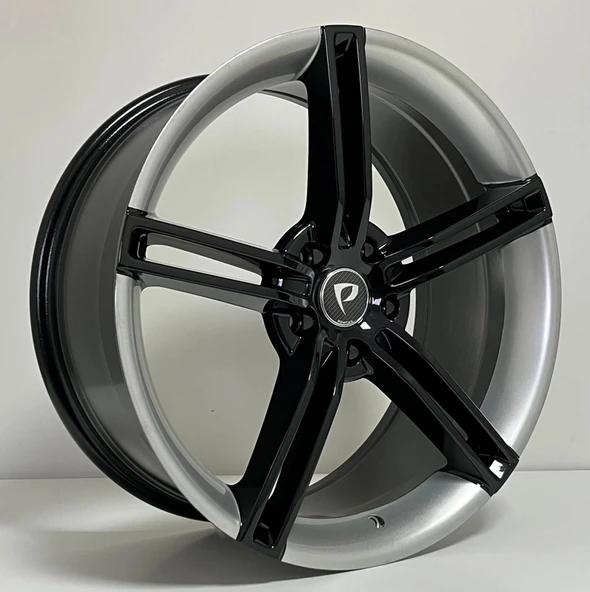 8.5X19 BKYS-1178 5X112 ET35 66.5 BLACK SPOKES + SILVER STRIP XL ürün görseli 1
