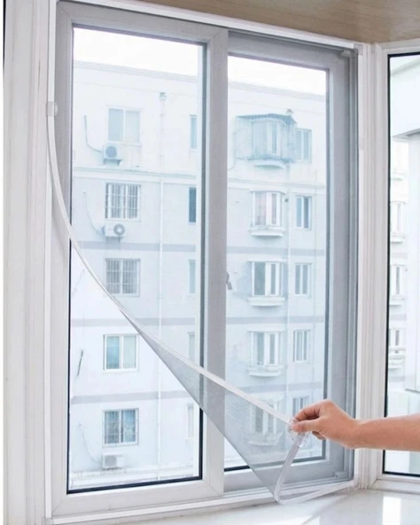 Pencere Sineklik Tülü 100x150 Cm Çift Taraflı Bant Hediyeli Kesilebilir Tül Sineklik Seti ürün görseli 1
