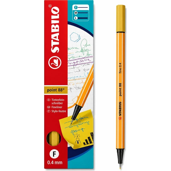 Keçe Uçlu Ince Kalem 88 Point 0.4 mm Köri Sarısı 88/87 10 Lu Paket ürün görseli 1