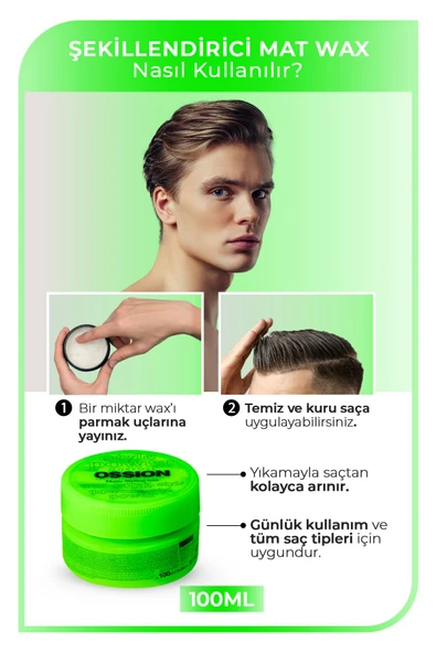 OSSİON WAX 100ML STYLİNG MAT YEŞİL - Resim 3