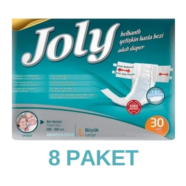 JOLY Yetişkin Hasta Bezi Bel Bantlı Large Büyük 240 Adet (8pk-30) ürün görseli 1