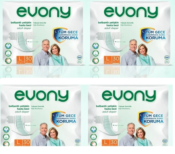 Evony Hasta Bezi Yetişkin Bel Bantlı Tekstil Yüzey L-büyük Boy 120 Adet (4pkx30) ürün görseli 1