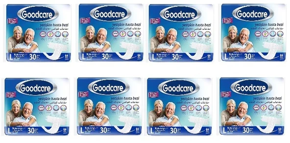 Goodcare Hasta Bezi Yetişkin Bel Bantlı Tekstil Yüzey L Large - Büyük 240 Adet (8PKx30) ürün görseli 1