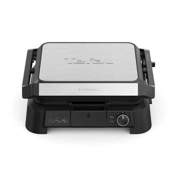 TEFAL SuperGrill 3in1 6 Dilim Kapasiteli 2000 Watt Barbekü Izgara ve Tost Makinesi - Inox ürün görseli 1