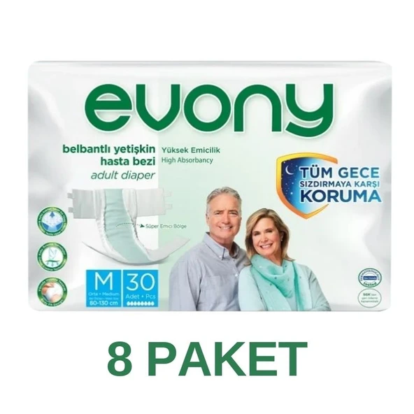 Evony Belbantlı Hasta Bezi Medium 30'lu 8 Adet ürün görseli 1