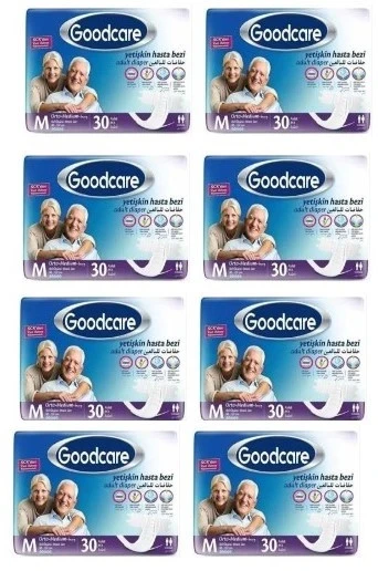 GOODCARE Bel Bantlı Yetişkin Hasta Bezi Medium 30lu 8 Paket 240 Adet ürün görseli 1