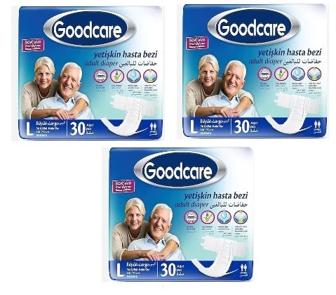 GOODCARE Bel Bantlı Yetişkin Hasta Bezi Large 30'lu 3 Paket 90 Adet ürün görseli 1