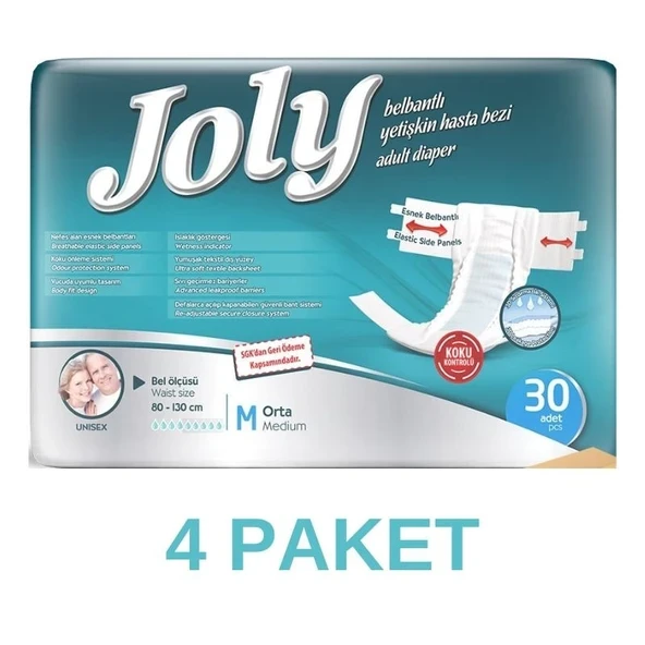 JOLY Yetişkin Hasta Bezi Bel Bantlı Medium Orta 120 Adet (4pK X 30) ürün görseli 1