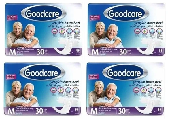 GOODCARE Hasta Bezi Yetişkin Bel Bantlı Tekstil Yüzey M 4-30 120 Adet ürün görseli 1
