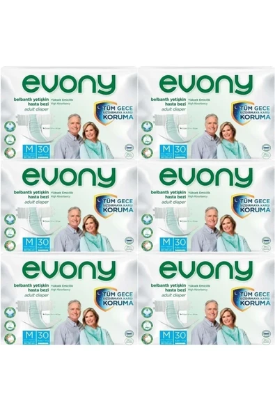 EVONY Hasta Bezi Yetişkin Bel Bantlı Tekstil Yüzey M-orta Boy 180 Adet ürün görseli 1