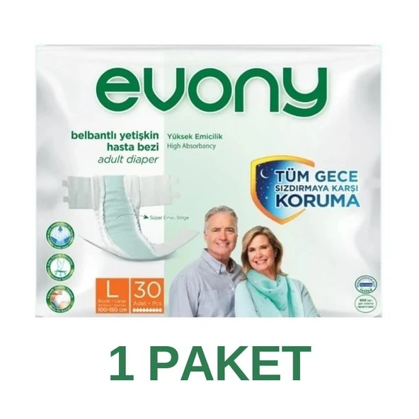 Yetişkin Hasta Bezi Belbantlı Large 30 Lu Paket Bel Çevresi 100cm-150cm ürün görseli 1