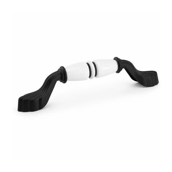 Arelya Porselen Beyaz Siyah Çizgi Kulp 128 mm 12.8 cm Mobilya Çekmece Dolabı Dolap Kapak Kulb Kulpu ürün görseli 1