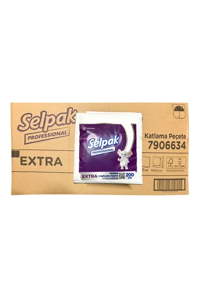 Selpak Professional Extra V Katlama Peçete 200 Yapraklı 24 Paketli Koli ürün görseli 1