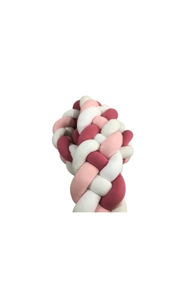 GULDESIGN 4lü Örgü Koruma Yatak Kenar Koruyucu Koyu Pembe Toz Pembe Beyaz ürün görseli 1
