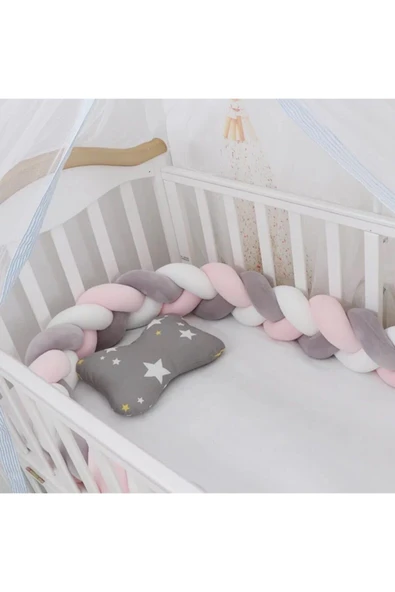 GULDESIGN Pembe Gri Beyaz 3'lü Örgü Koruma 500 cm ürün görseli 1