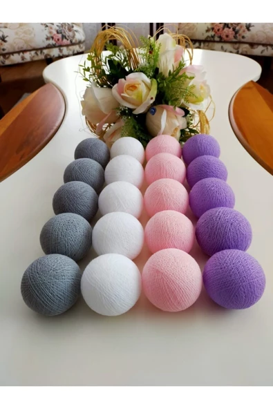 GULDESIGN Guldesignstore Işıklı Top 3 Mt. 20 Top Gri-beyaz-pembe-mor ürün görseli 1