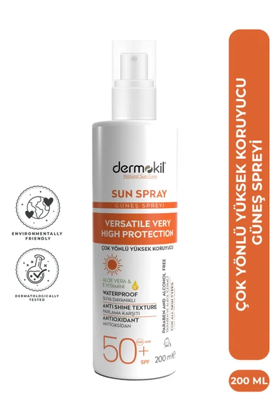 DERMOKİL GÜNEŞ KREMİ 200ML 50SPF SPREY ürün görseli 1