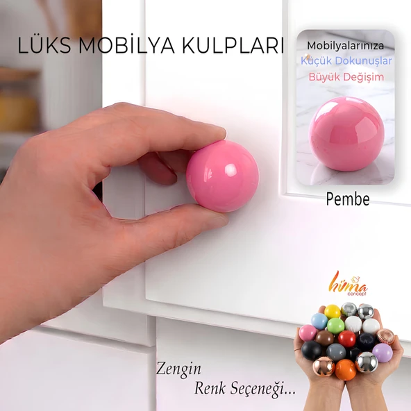 Sert Plastik Düğme Yuvarlak Top Pembe Dolap Mobilya Mutfak Dolabı Çekmece Kulbu Kulpu Kulplar ürün görseli 1