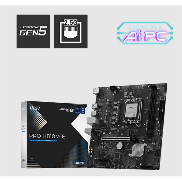 MSI PRO H810M-E DDR5 6400MT/S 1XHDMI 1XDP 1XM.2 USB 3.2 MATX 1851P INTEL ULTRA PROCESSORS SERIES 2 ürün görseli 1