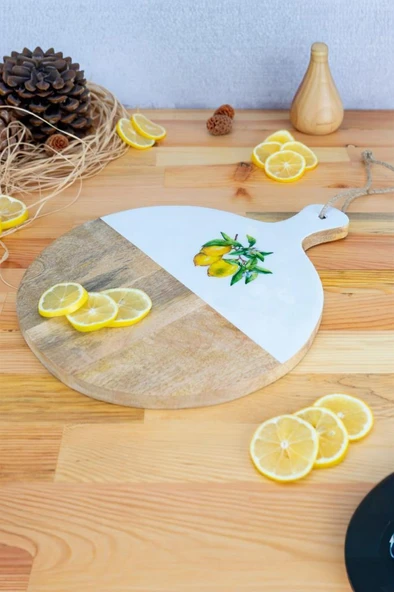 Bambum Kangura Mango Ağacından Limon Yuvarlak Kesme Tahtası Küçük ürün görseli 1