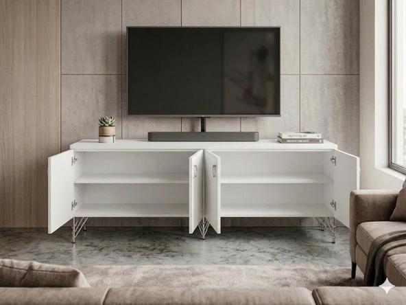 Beyaz ayaklı tv ünitesi - Resim 2