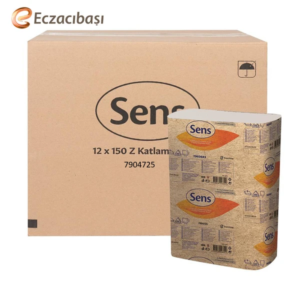 Sens Z Katlama Havlu 19x21 cm 150 Yaprak x 12 Paket ürün görseli 1