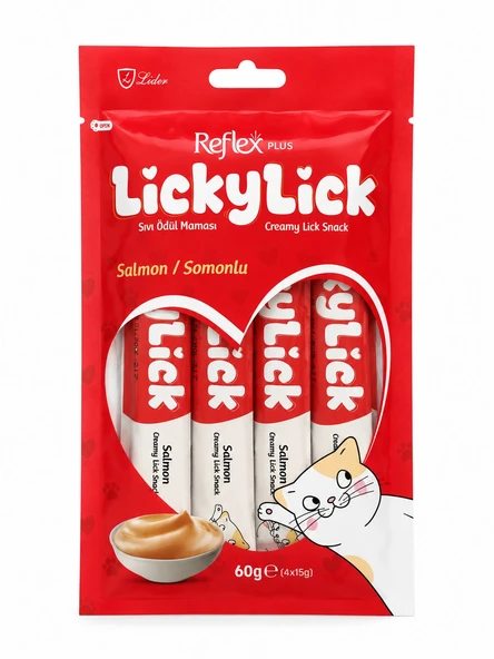 REFLEX PLUS LİCKYLİCK KEDİ SIVI ÖDÜL SOMON 4*15 GR ürün görseli 1