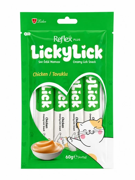 REFLEX PLUS LİCKYLİCK KEDİ SIVI ÖDÜL TAVUK 4*15 GR ürün görseli 1