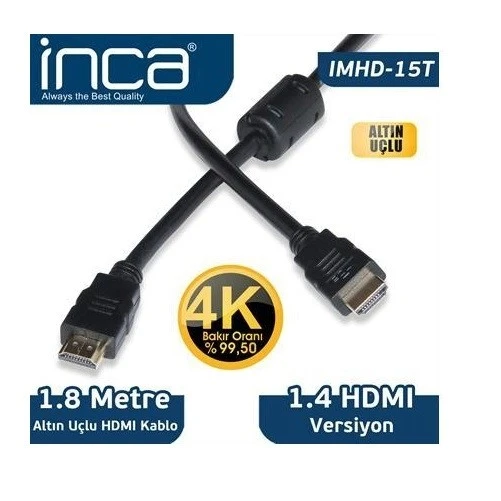 INCA IMHD-15T 1.8metre HDMI Görüntü Kablosu Gold 1.4v 4K ürün görseli 1
