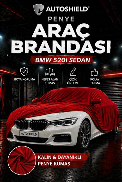Universal BMW 520i Sedan Penye Araç Brandası Kumaş Garaj Brandası Oto Koruma Örtüsü Kırmızı ürün görseli 1