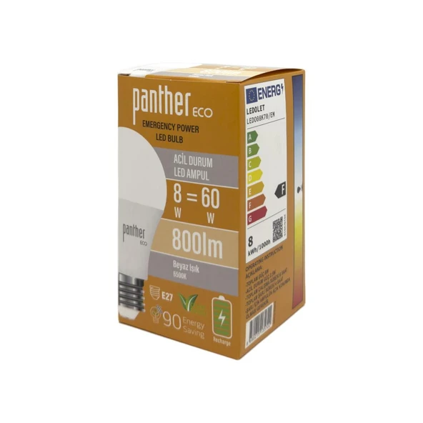PANTHER ECO 8W ACİL DURUM ŞARJLI LED AMPUL ürün görseli 1