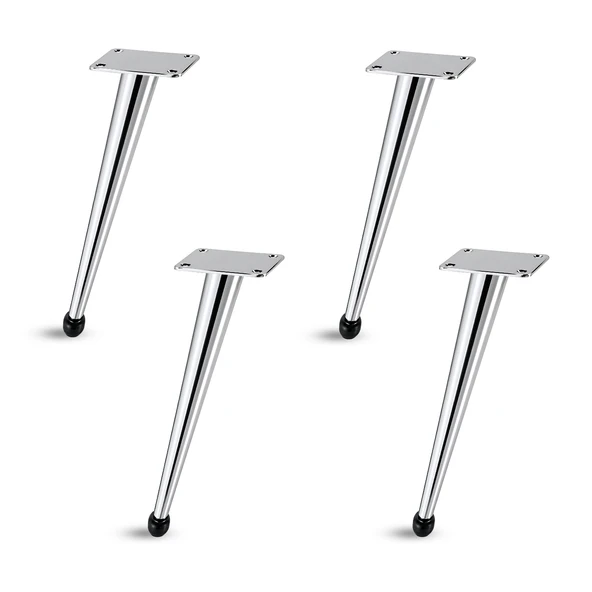 Omaks (4 Adet) 30 cm Metal Krom Dereceli Mobilya Sehpa Kanepe Ayağı Montaj Vidaları Dahil Ayak ürün görseli 1