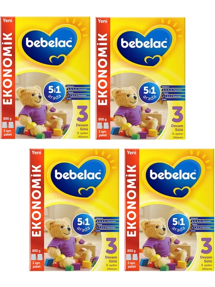 Bebelac 3 Bebek Devam Sütü 800 gr 9-12 Ay x 4 Adet ürün görseli 1