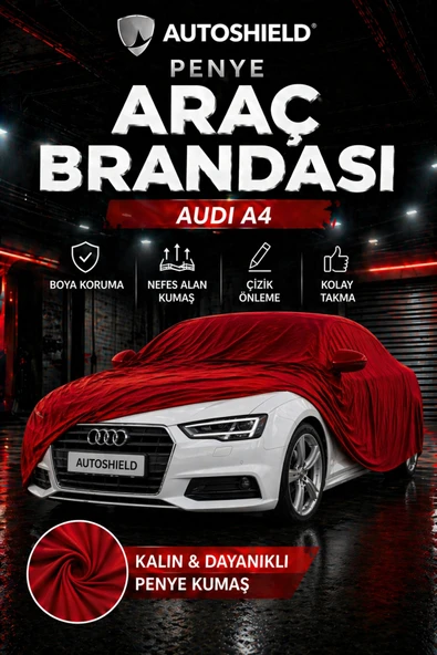 Universal Audi A4 Sedan Penye Araç Brandası Kumaş Garaj Brandası Oto Koruma Örtüsü Kırmızı ürün görseli 1