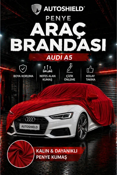 Universal Audi A5 Sedan Penye Araç Brandası Kumaş Garaj Brandası Oto Koruma Örtüsü Kırmızı ürün görseli 1