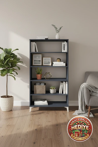 mobihobi Silva Dolap 4 Raflı 88x30x163 Antrasit: Modern Depolama Çözümü ürün görseli 1