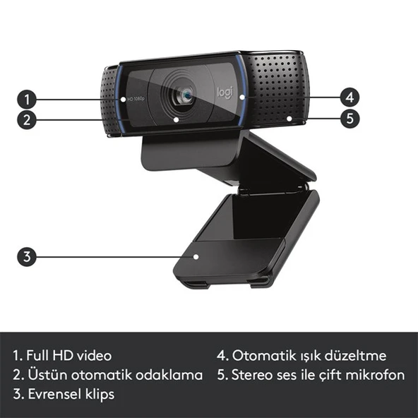 LOGITECH C920 HD PRO Webcam-Siyah 960-001055 - Resim 6