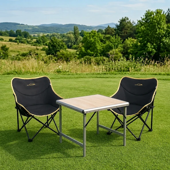 Yek Outdoor Mdf Katlanır Masa Küçük + 2 Campout Fırat Sandalye Set ürün görseli 1
