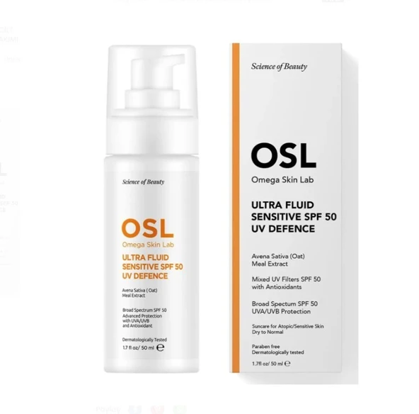 Osl Omega Skin Lab Ultra Fluid + Sensitive Hassas Ciltler için SPF 50 UV Defence 50 ml ürün görseli 1