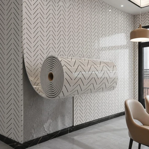 60cm x 3 Metre Tek Parça Mat Dokulu Yapışkanlı Duvar Paneli Kağıdı Silinebilir Salon Ofis CYCZT00172 ürün görseli 1