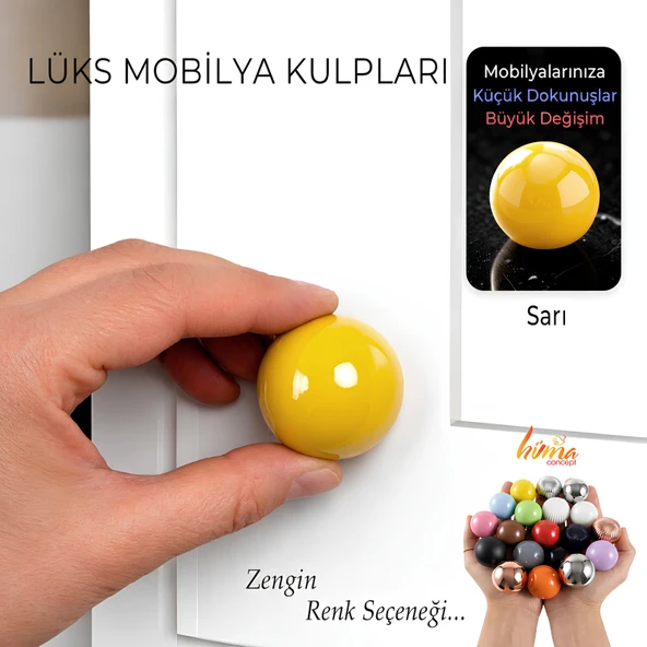 Sert Plastik Düğme Yuvarlak Top Sarı Dolap Mobilya Mutfak Dolabı Çekmece Kulbu Kulpu Kulplar ürün görseli 1